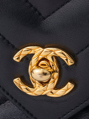 CHANEL V-Stitch Chain Camera Bag Lambskin Black Gold Hardware