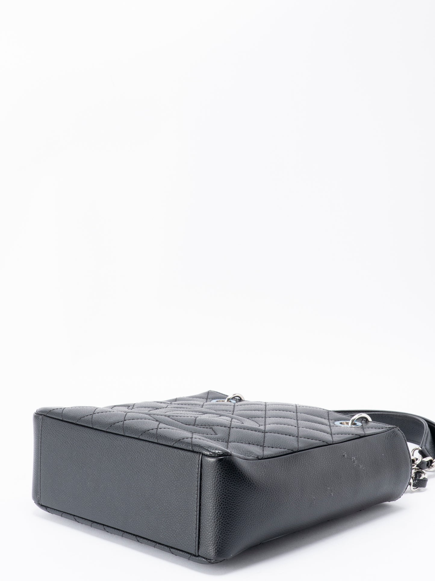 シャネル PSTチェーントートバッグ キャビアスキン ブラック シルバー金具