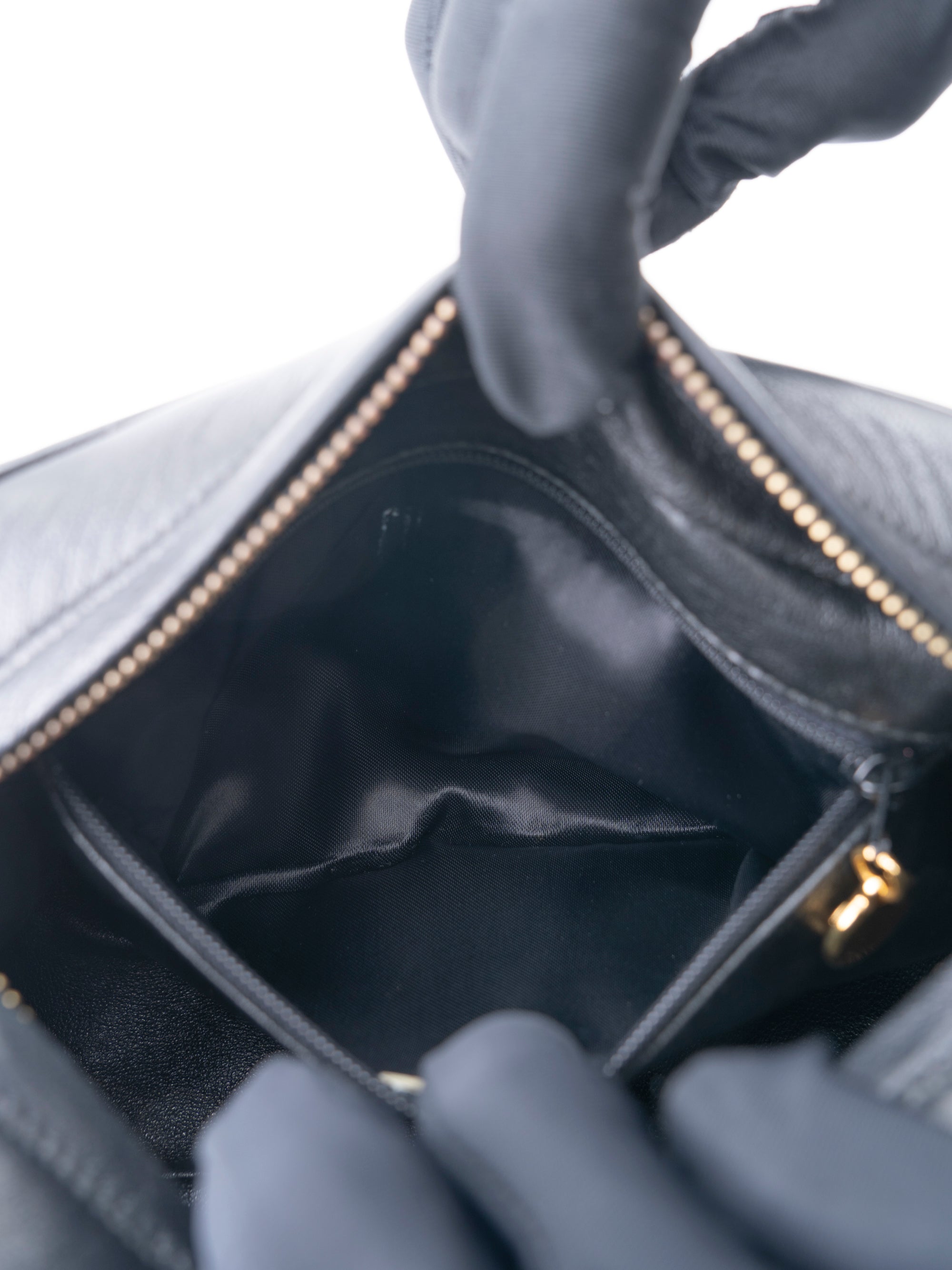 CHANEL V-Stitch Chain Camera Bag Lambskin Black Gold Hardware