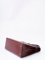 エルメス ケリー32 ハンドバッグ 外縫い 〇T刻:1990年 ボックスカーフ レッド ゴールド金具