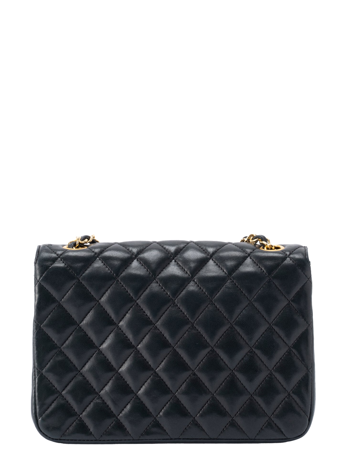 シャネル マトラッセ シングルフラップ チェーンショルダーバッグ ラムスキン ブラック ゴールド金具