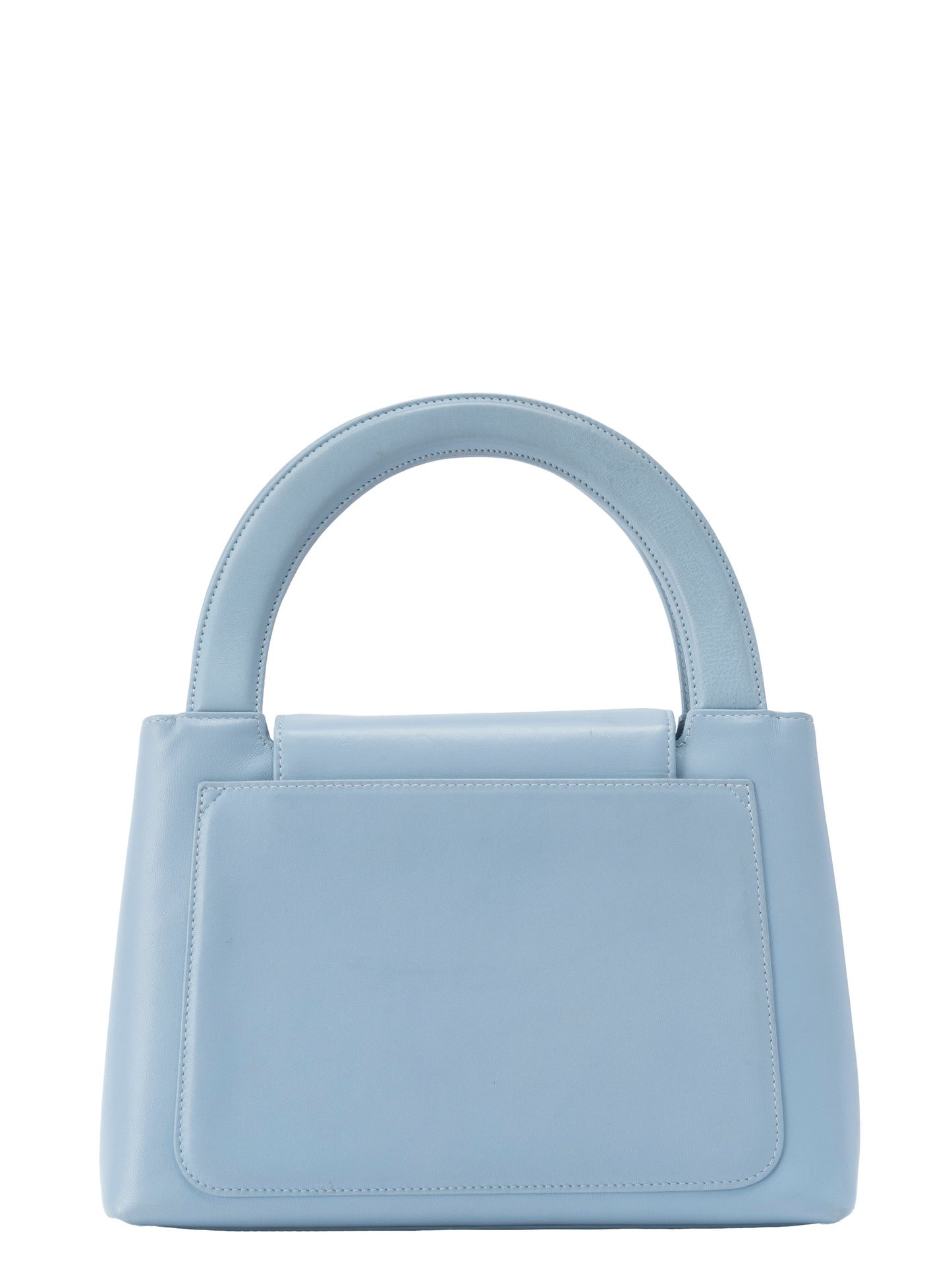 シャネル ココマーク ハンドバッグ ラムスキン ライトブルー ゴールド金具