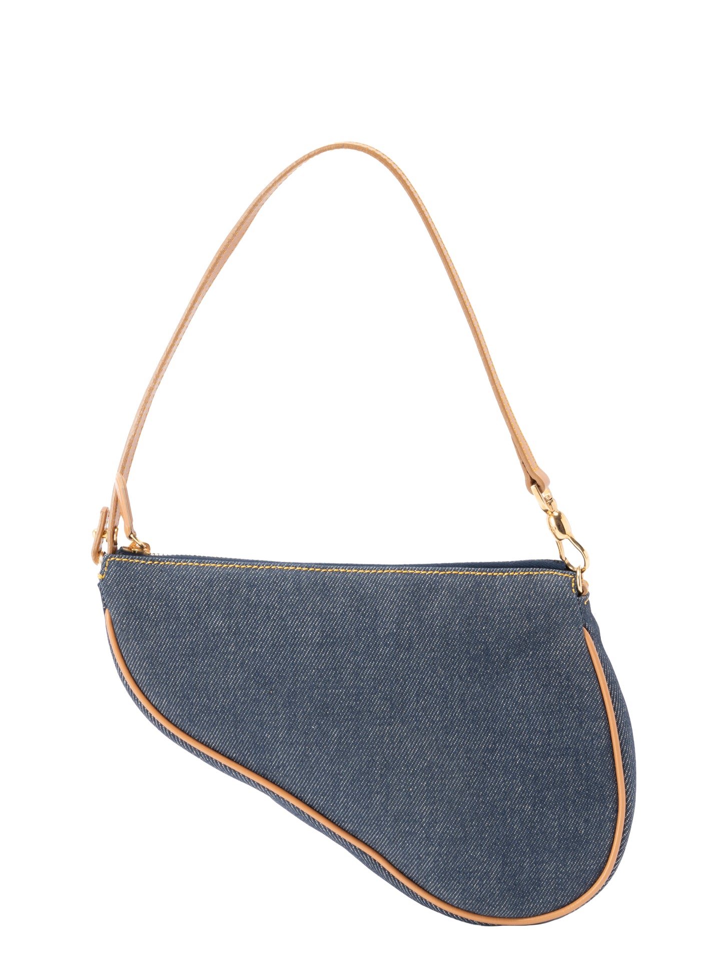 ディオール トロッター サドルバッグ ショルダーバッグ デニム ネイビー ゴールド金具