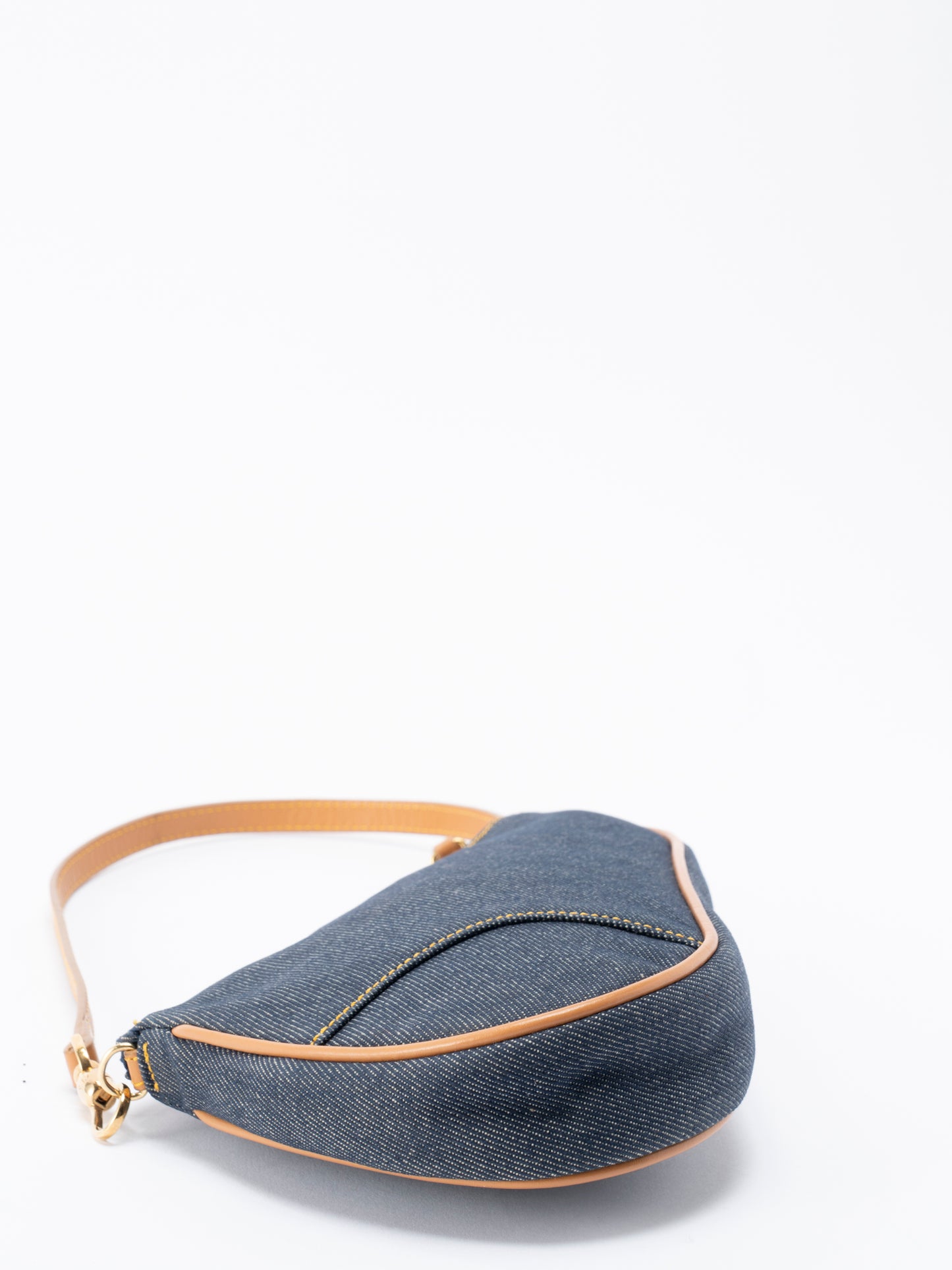 ディオール トロッター サドルバッグ ショルダーバッグ デニム ネイビー ゴールド金具