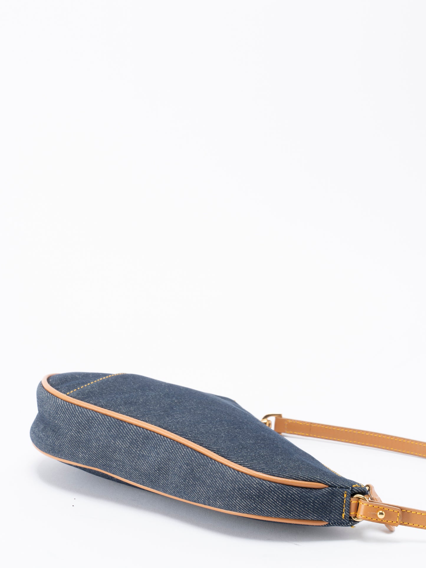 ディオール トロッター サドルバッグ ショルダーバッグ デニム ネイビー ゴールド金具