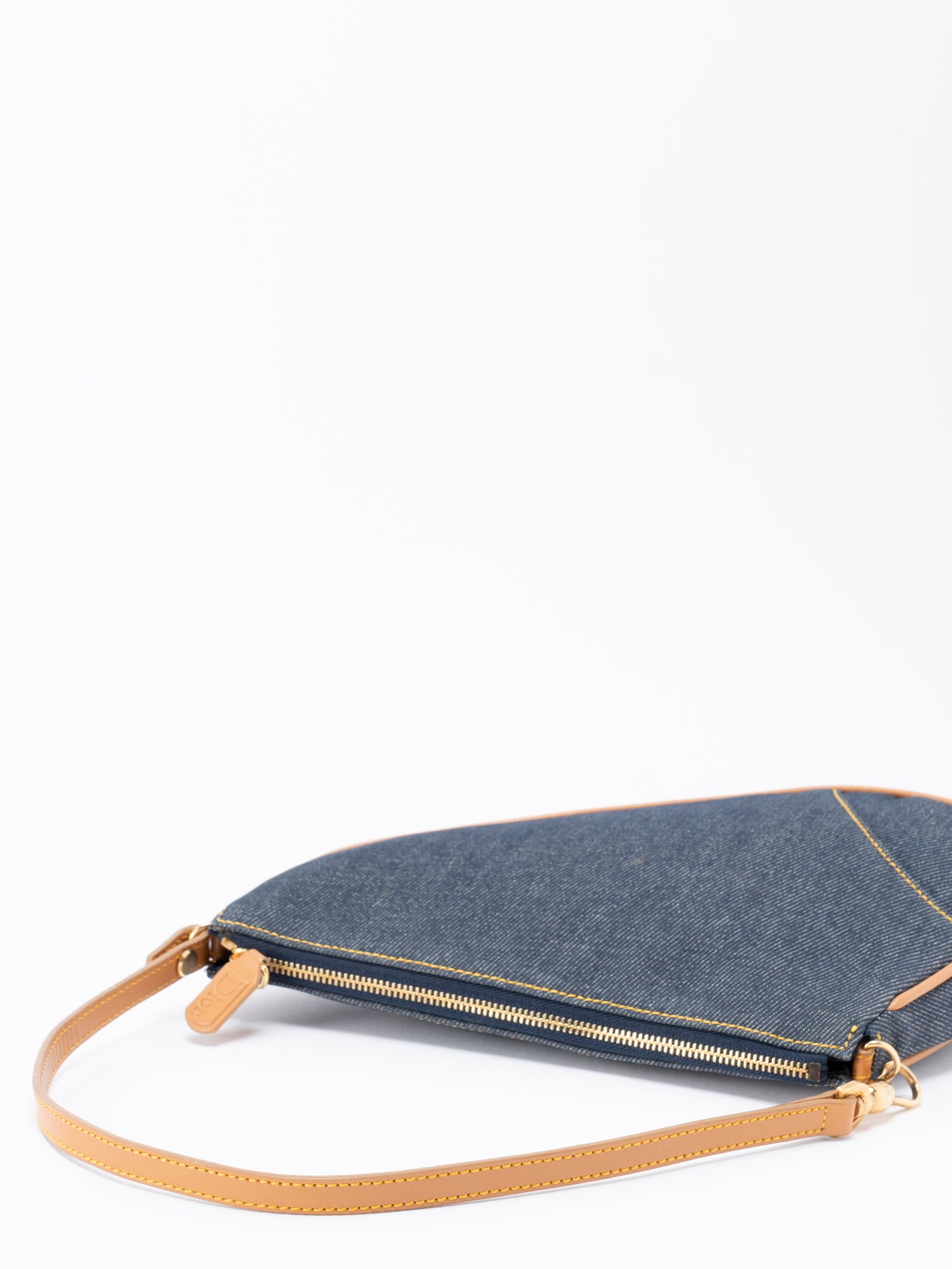 ディオール トロッター サドルバッグ ショルダーバッグ デニム ネイビー ゴールド金具