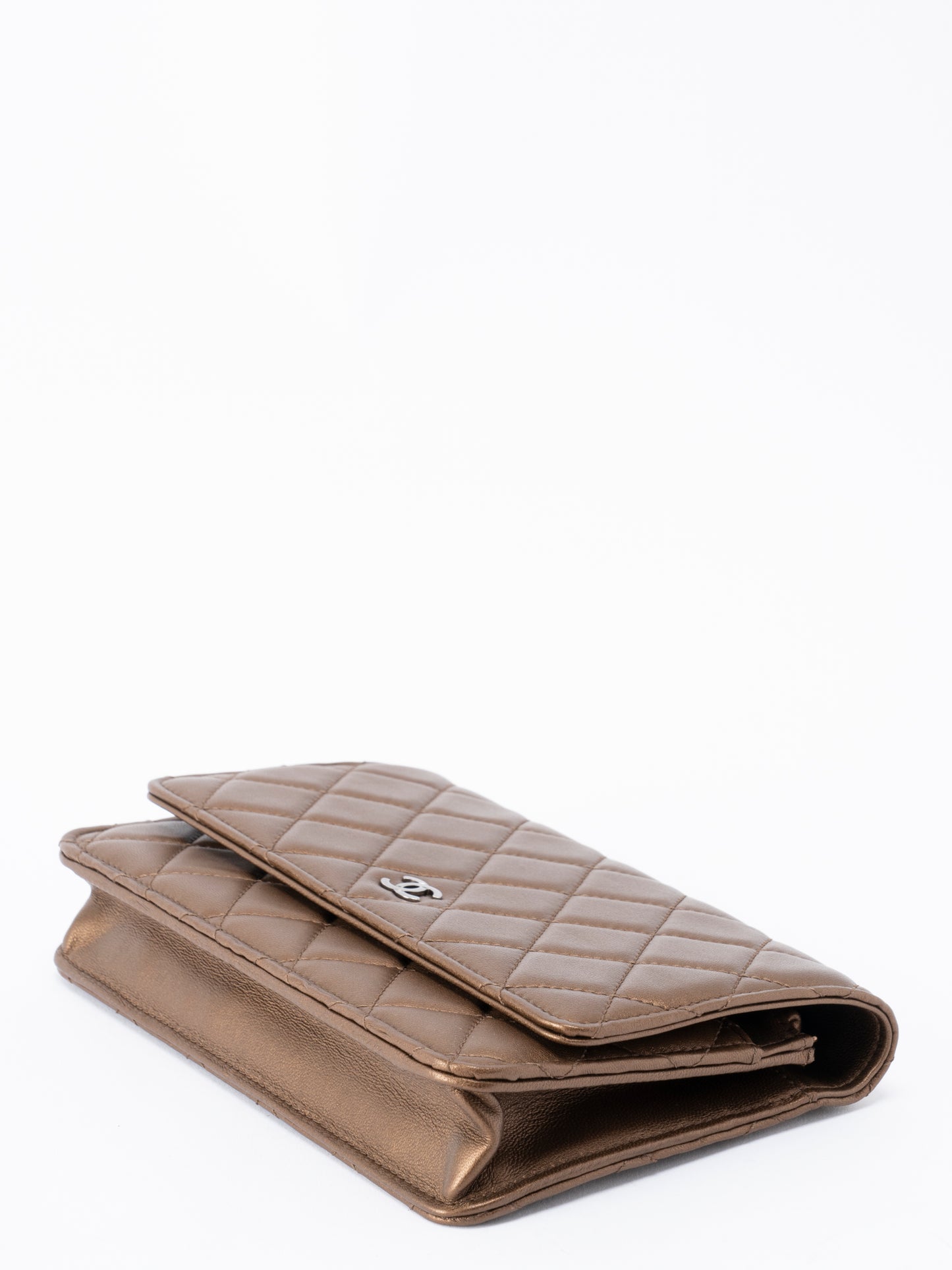 シャネル マトラッセ チェーンウォレット ラムスキン ブロンズ シルバー金具