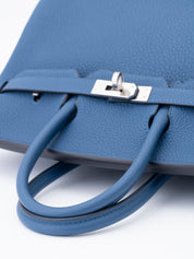 Hermès Birkin 25 Handbag K Stamp: 2025 Togo Bleu Tie P5 Silver Hardware Brand New