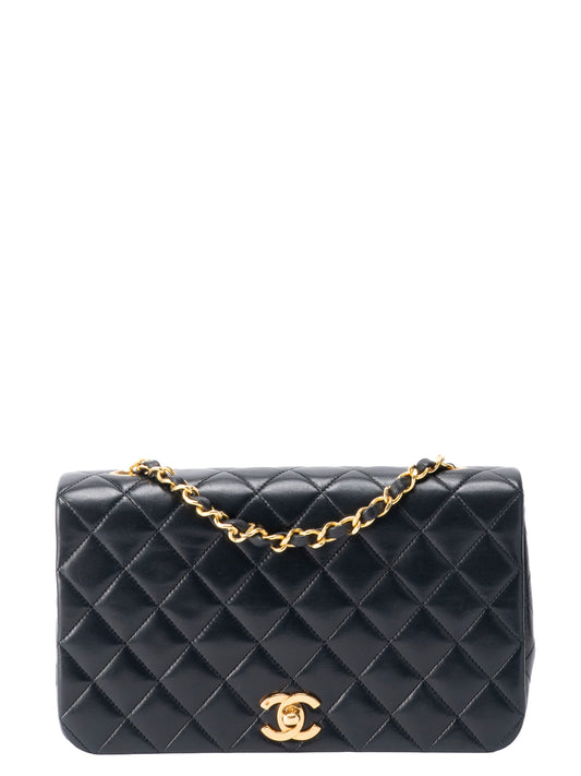 シャネル マトラッセ フルフラップ チェーンショルダーバッグ ラムスキン ブラック ゴールド金具