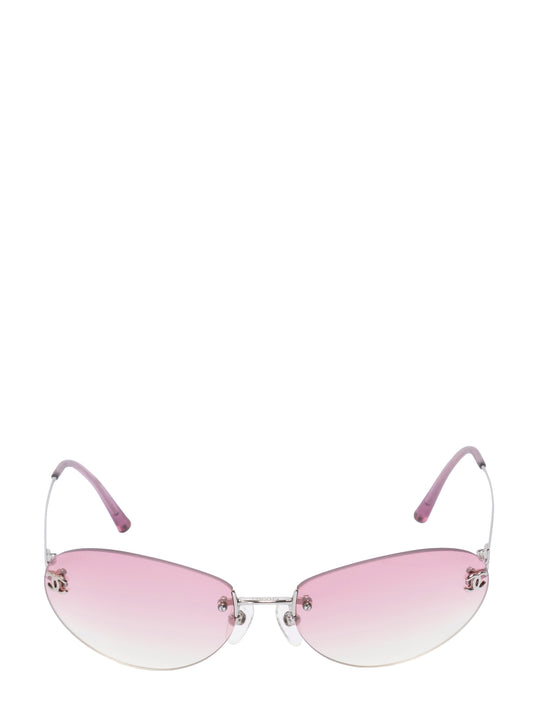 シャネル ココマーク サングラス プラスチック パープル シルバー金具