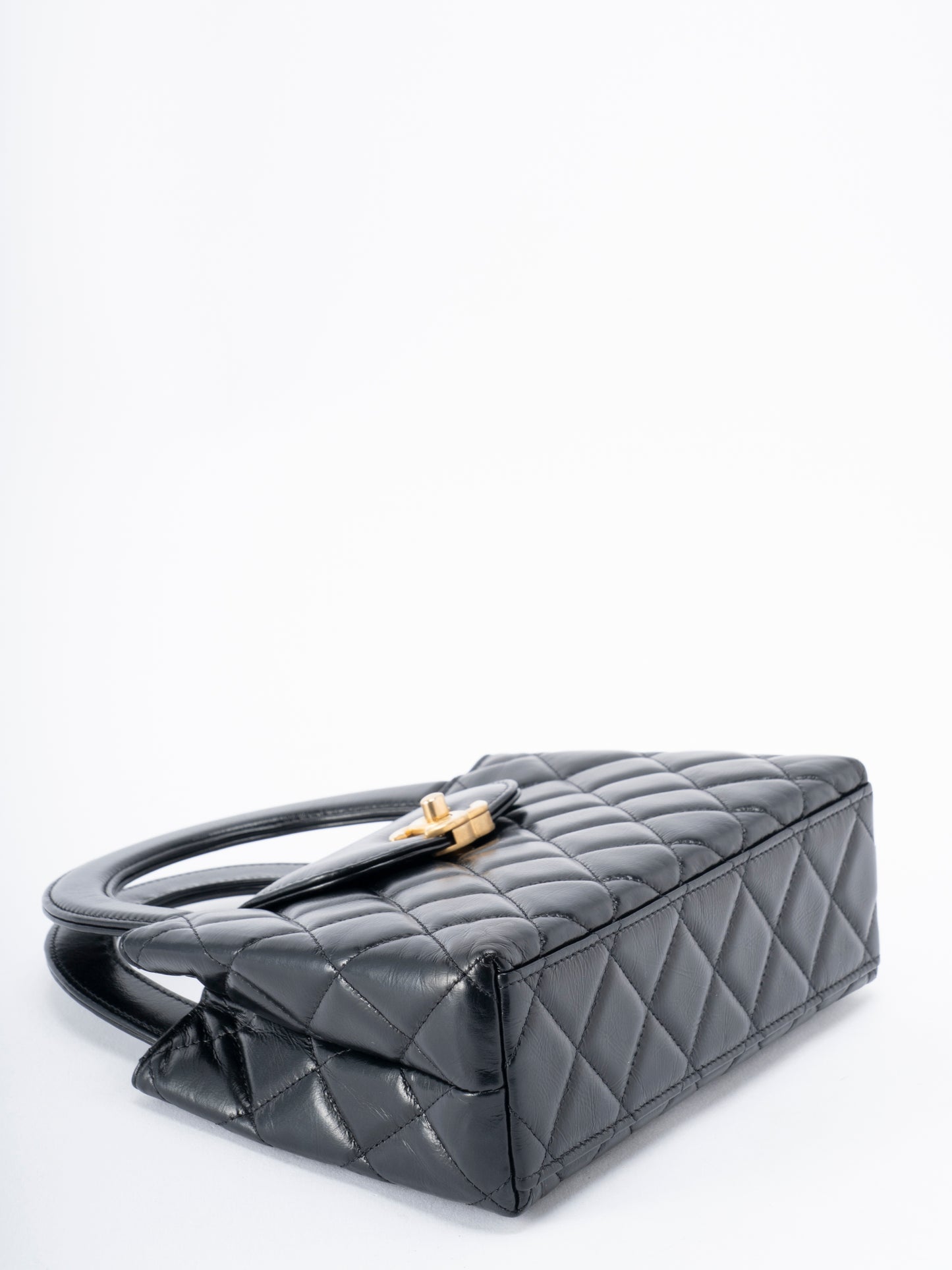 シャネル ミニ ショッピング シリアルプレート 2WAY チェーンショルダーバッグ カーフスキン ブラック ゴールド金具