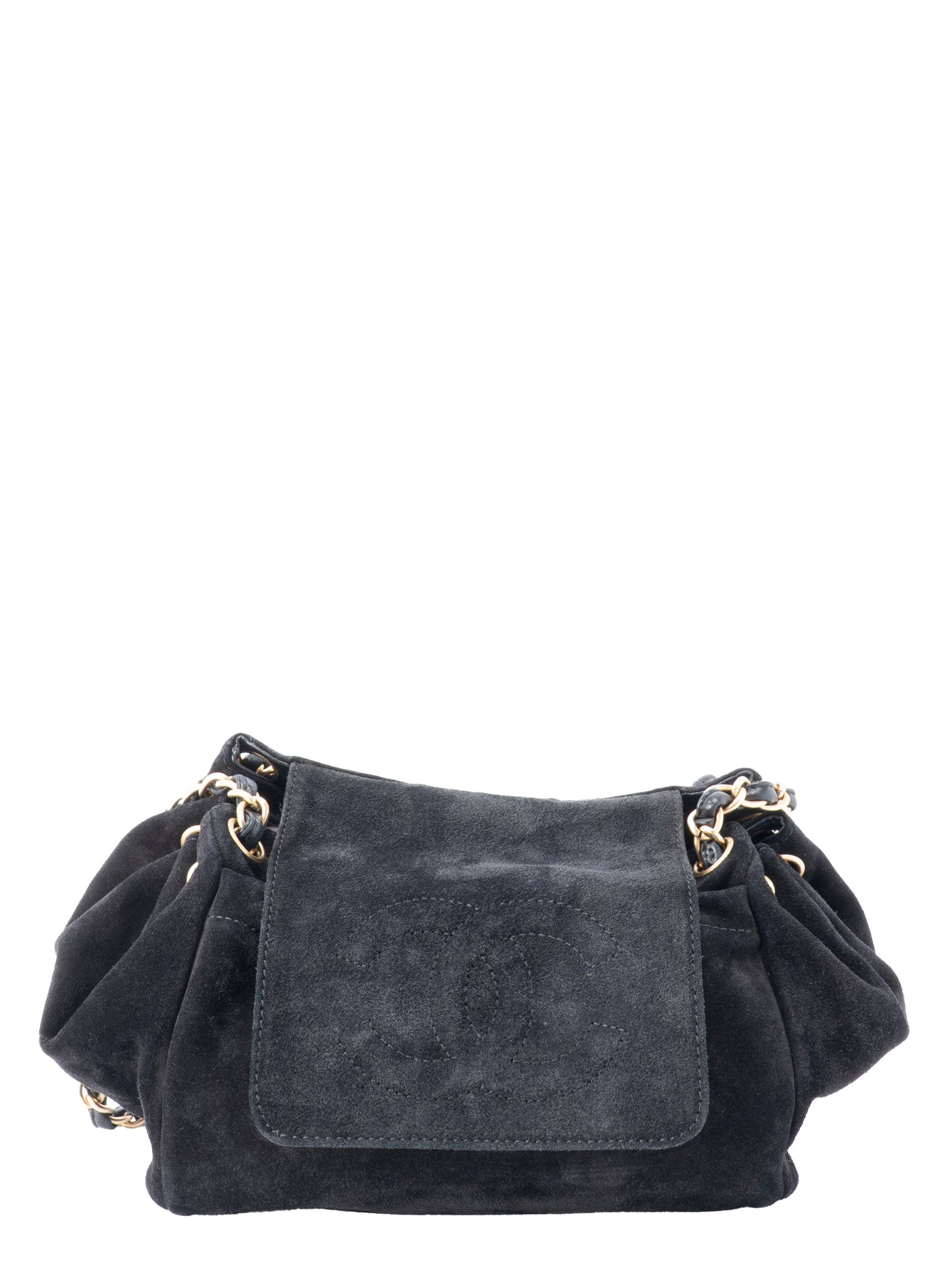 シャネル ココマーク チェーンショルダーバッグ スエード ブラック ゴールド金具