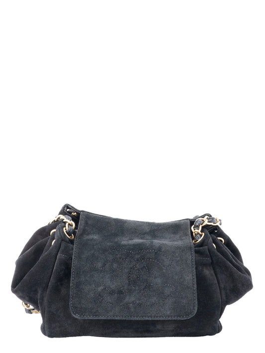 シャネル ココマーク チェーンショルダーバッグ スエード ブラック ゴールド金具