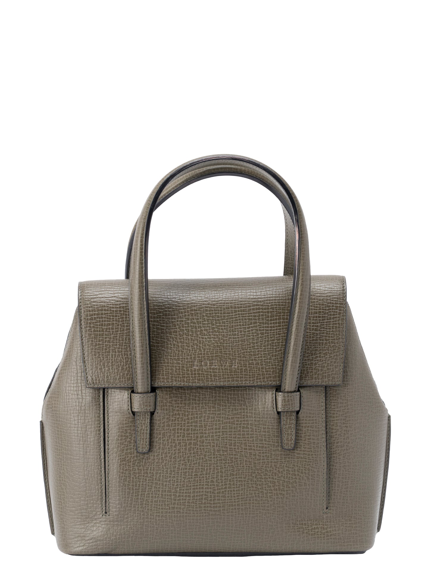 ロエベ 2WAYハンドバッグ レザー カーキ ゴールド金具