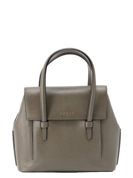 ロエベ 2WAYハンドバッグ レザー カーキ ゴールド金具