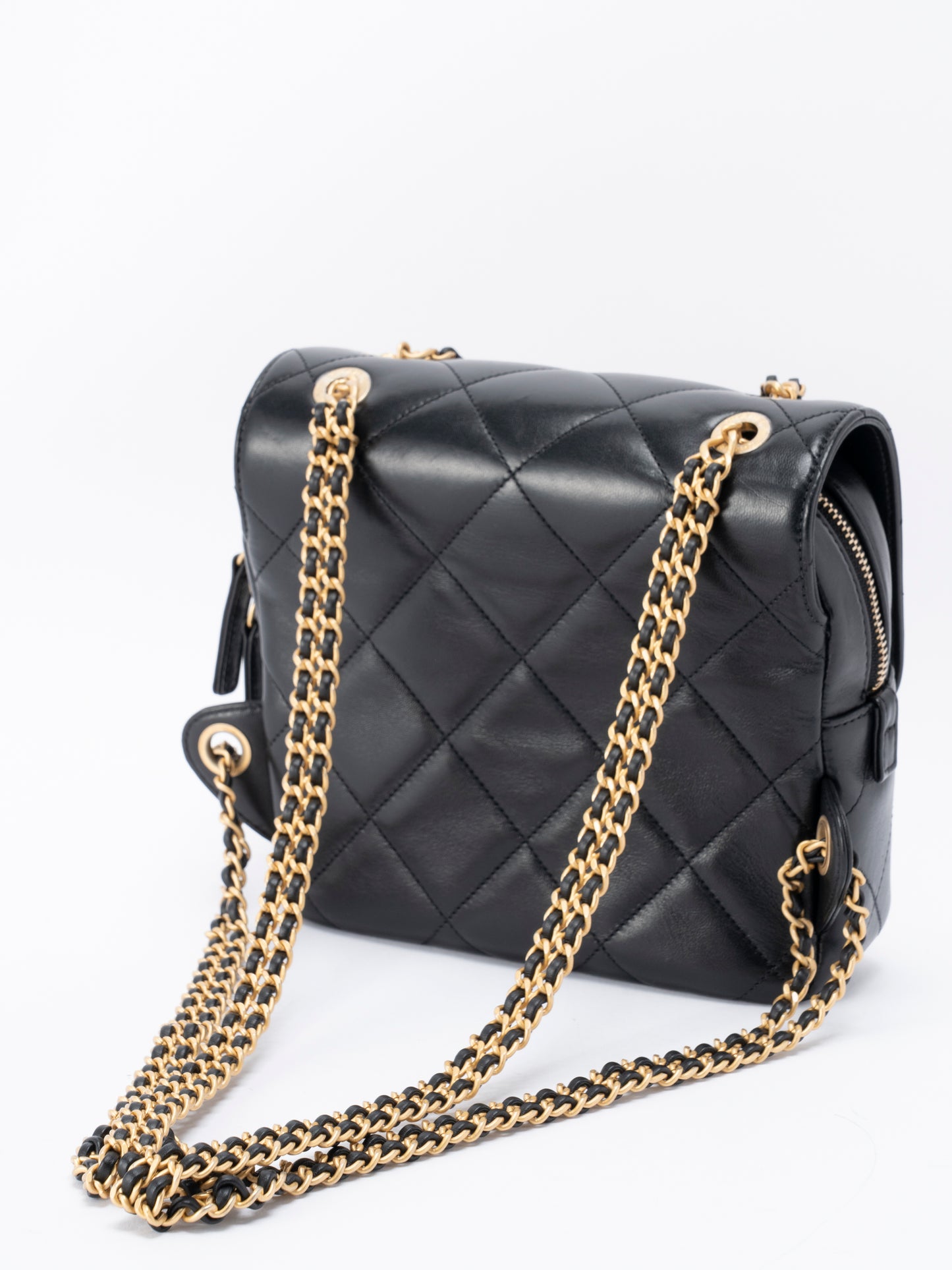 シャネル マトラッセ シリアルプレート 2WAYチェーンリュックサック ラムスキン ブラック ゴールド金具