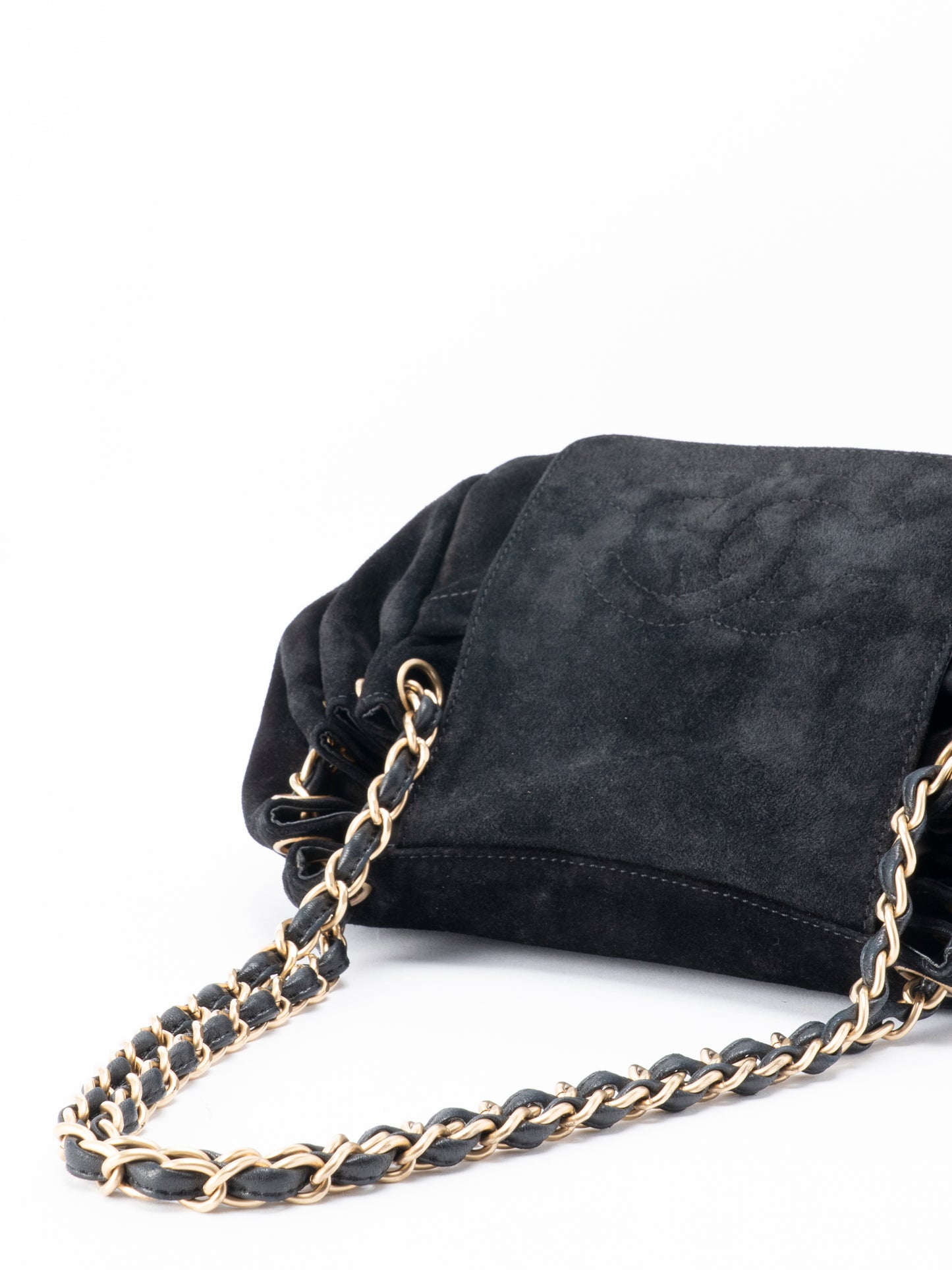 シャネル ココマーク チェーンショルダーバッグ スエード ブラック ゴールド金具
