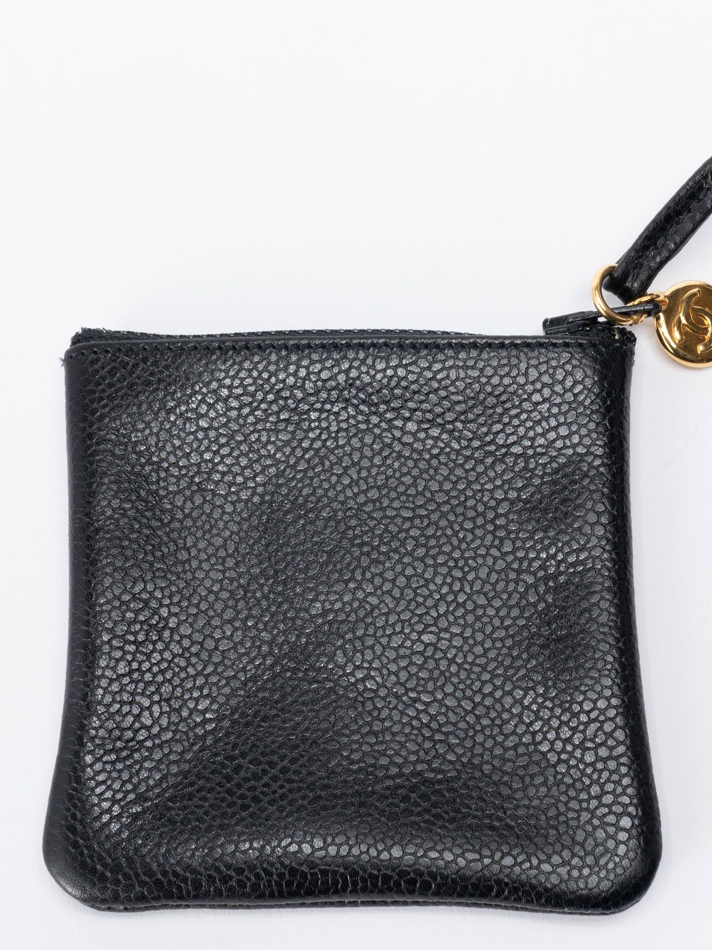 シャネル デカココ 巾着 チェーンショルダーバッグ キャビアスキン ブラック ゴールド金具