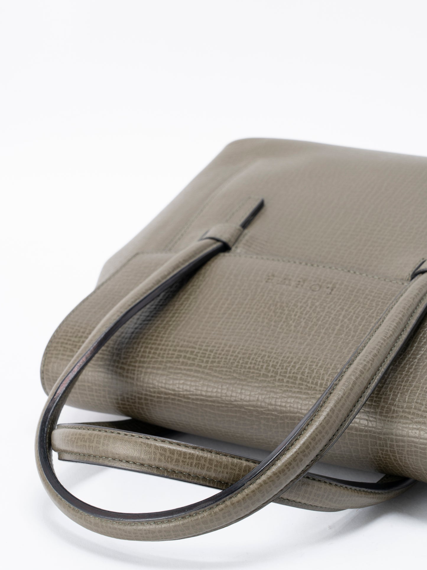 ロエベ 2WAYハンドバッグ レザー カーキ ゴールド金具