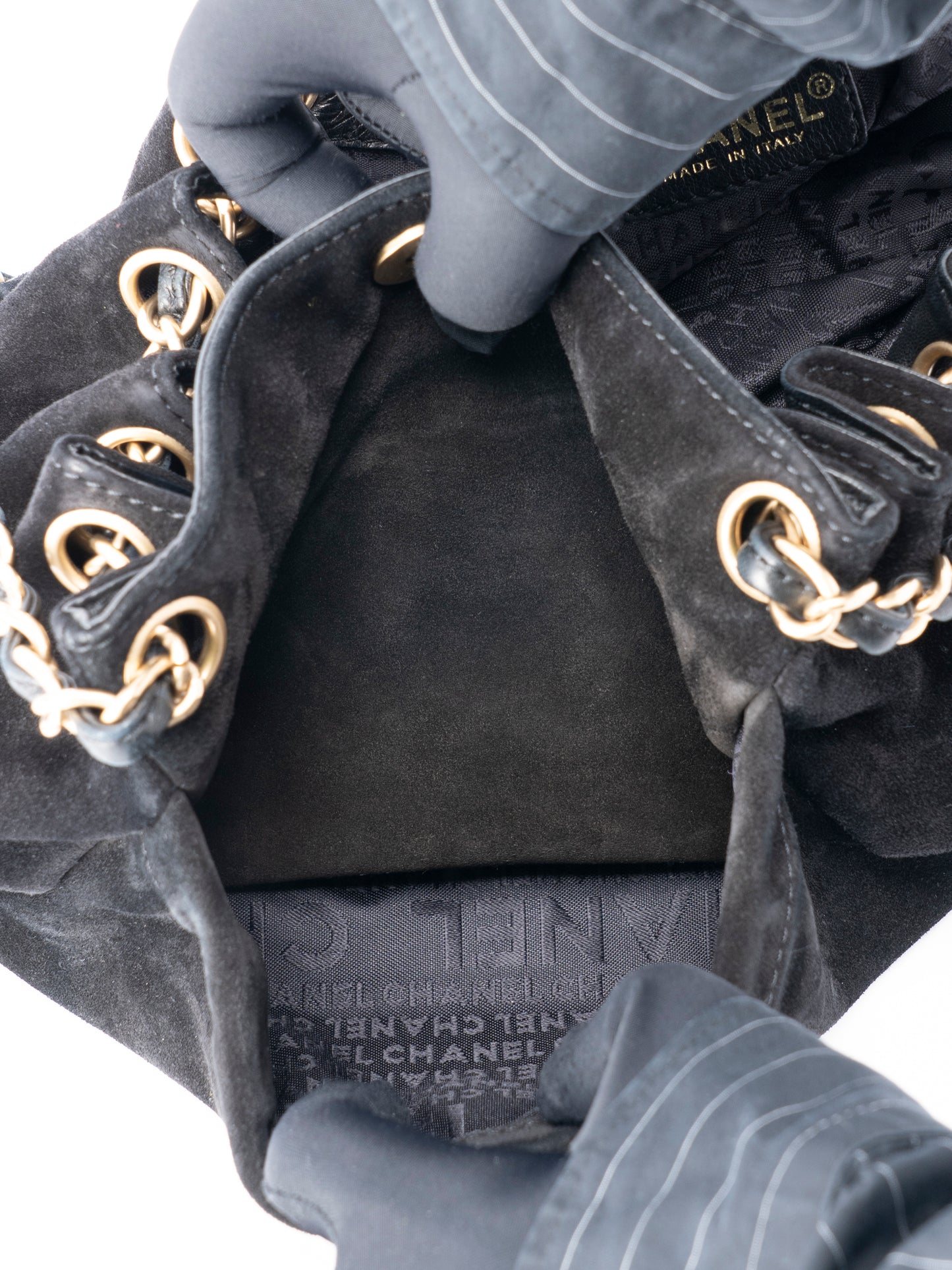 シャネル ココマーク チェーンショルダーバッグ スエード ブラック ゴールド金具