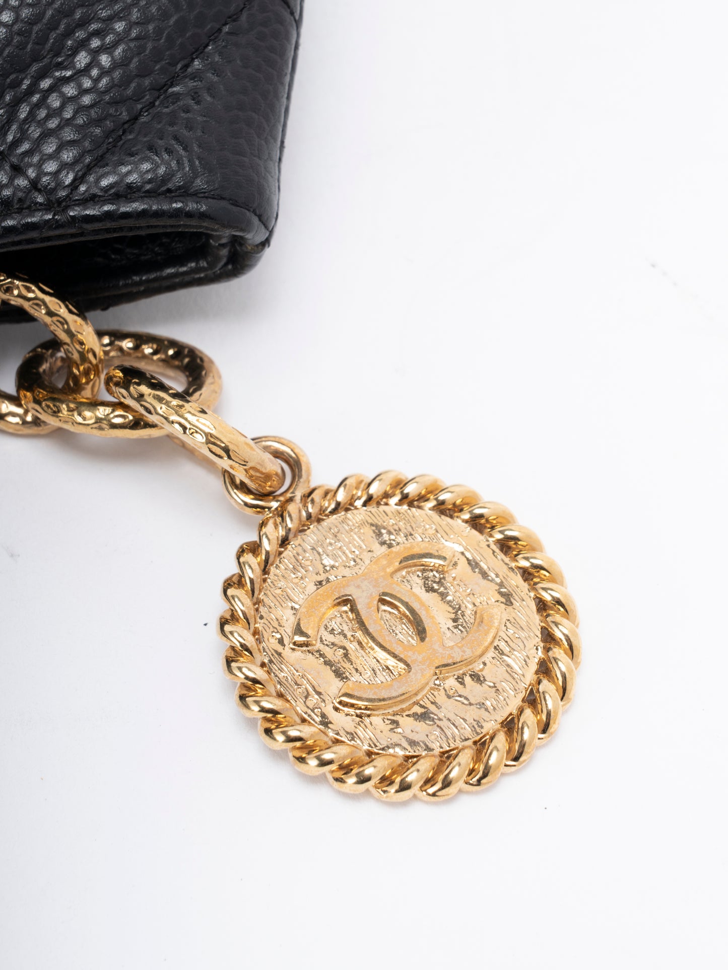 シャネル 復刻トートバッグ キャビアスキン ブラック ゴールド金具