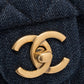 シャネル マトラッセ チェーンリュックサック デニム ネイビー ゴールド金具