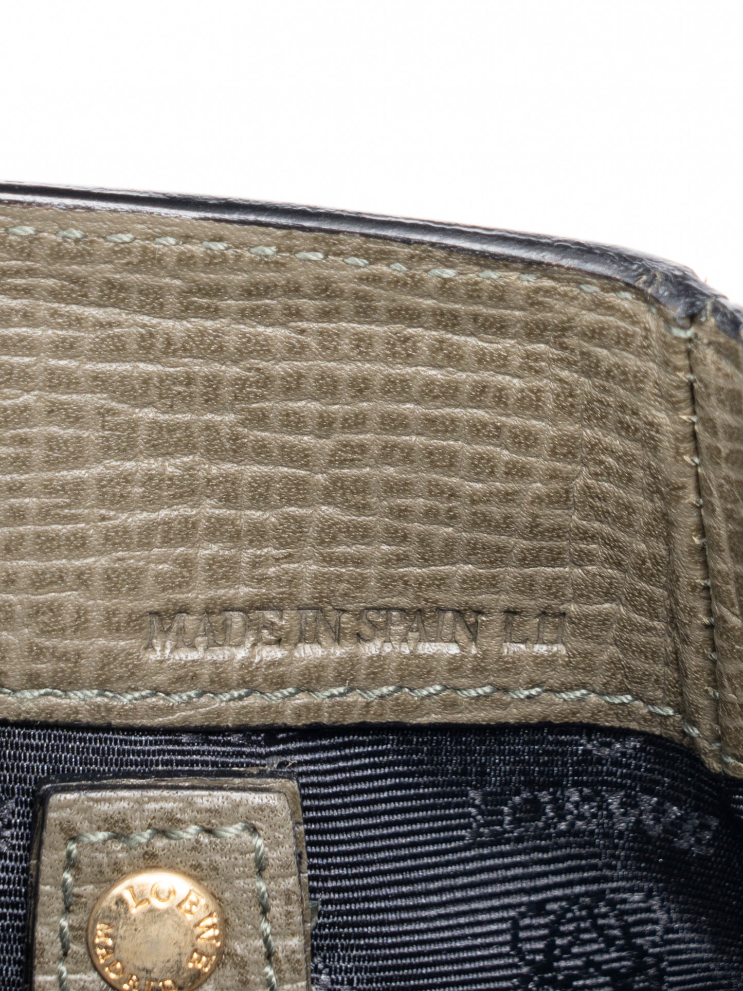 ロエベ 2WAYハンドバッグ レザー カーキ ゴールド金具