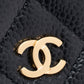 シャネル マトラッセ シリアルプレート チェーンウォレット キャビアスキン ブラック ゴールド金具