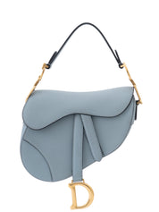 Dior Saddle Micro Bag Handbag Leather Blue Gold-tone Hardware