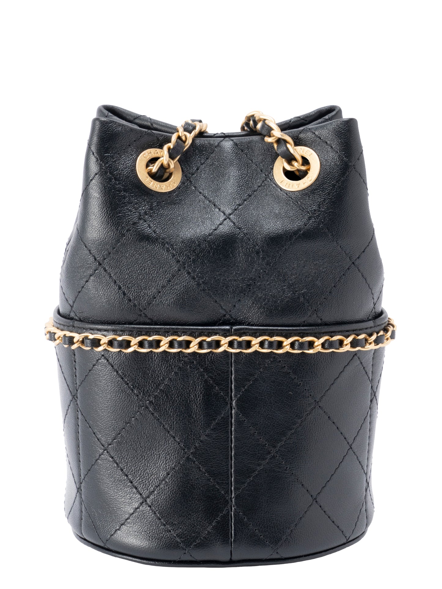 シャネル マトラッセ ランダムシリアル ミニ チェーンバゲットバッグ ラムスキン ブラック ゴールド金具