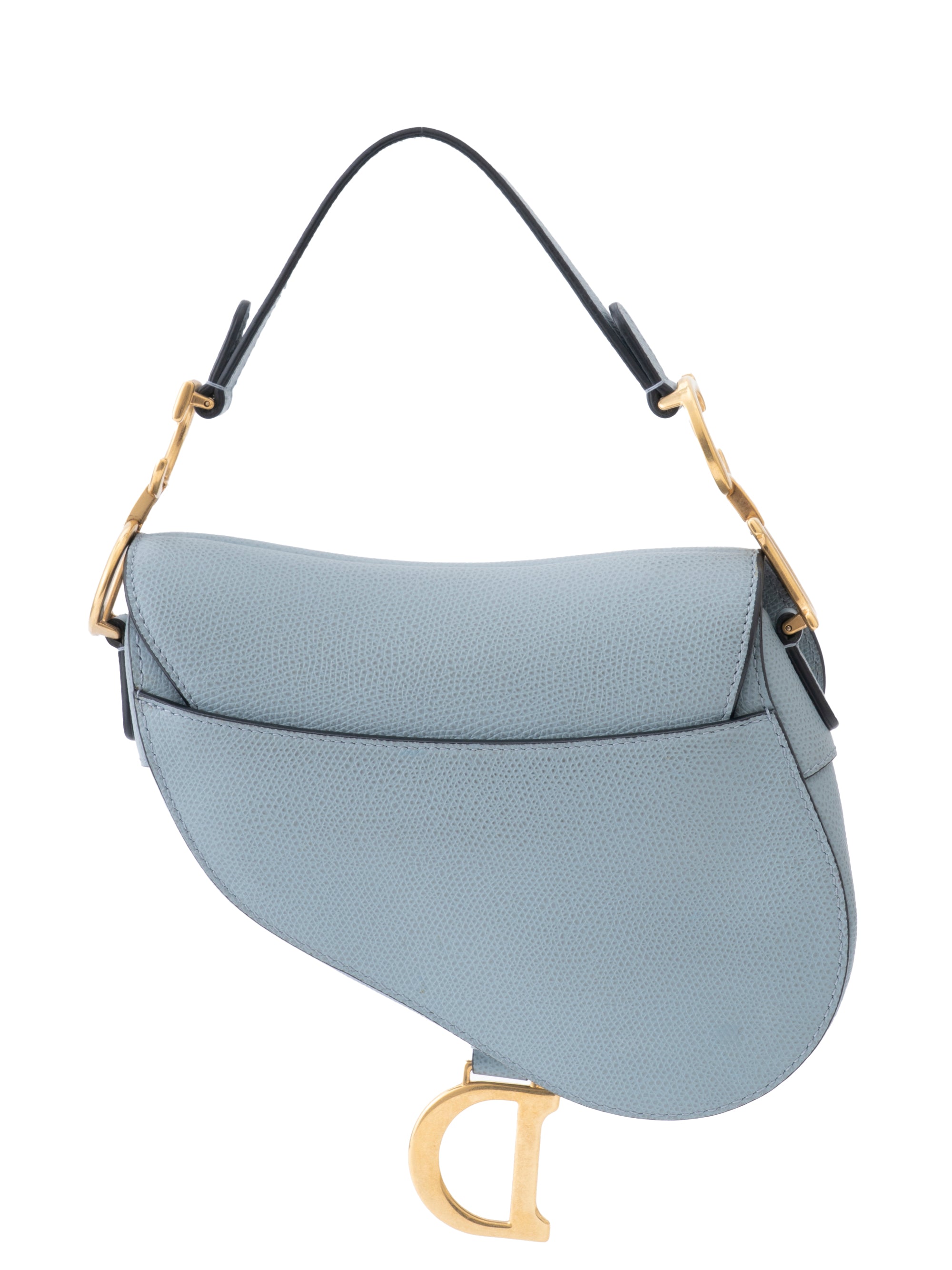 Dior Saddle Micro Bag Handbag Leather Blue Gold-tone Hardware