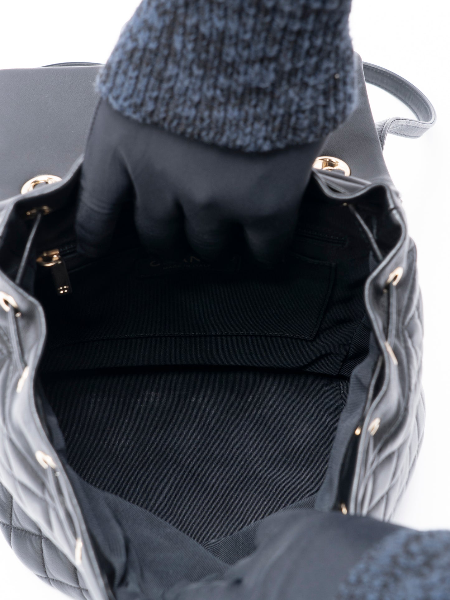 シャネル マトラッセ チェーンリュックサック ラムスキン ブラック ゴールド金具