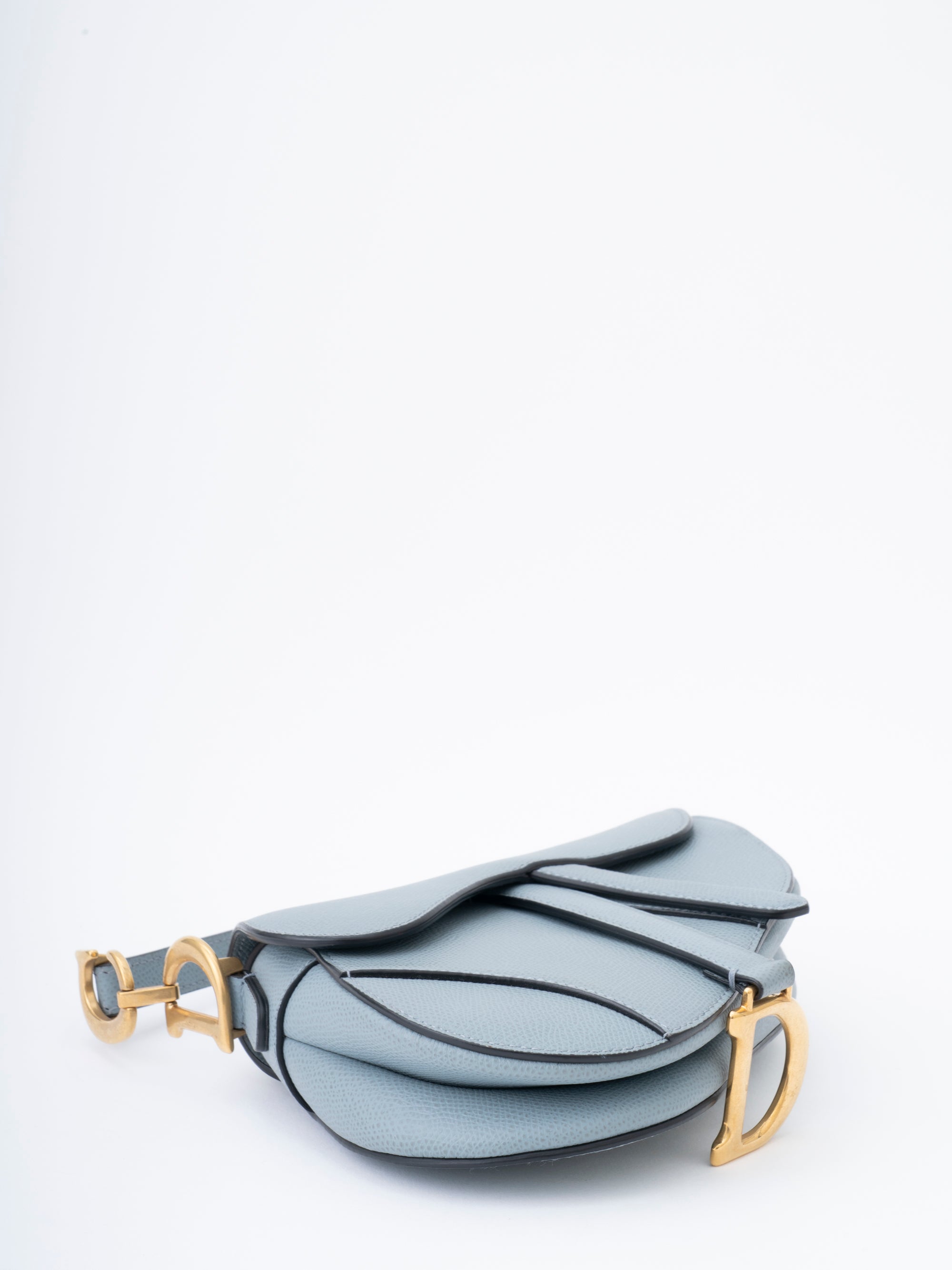 Dior Saddle Micro Bag Handbag Leather Blue Gold-tone Hardware