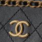 シャネル マトラッセ ランダムシリアル ミニ チェーンバゲットバッグ ラムスキン ブラック ゴールド金具