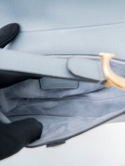 Dior Saddle Micro Bag Handbag Leather Blue Gold-tone Hardware
