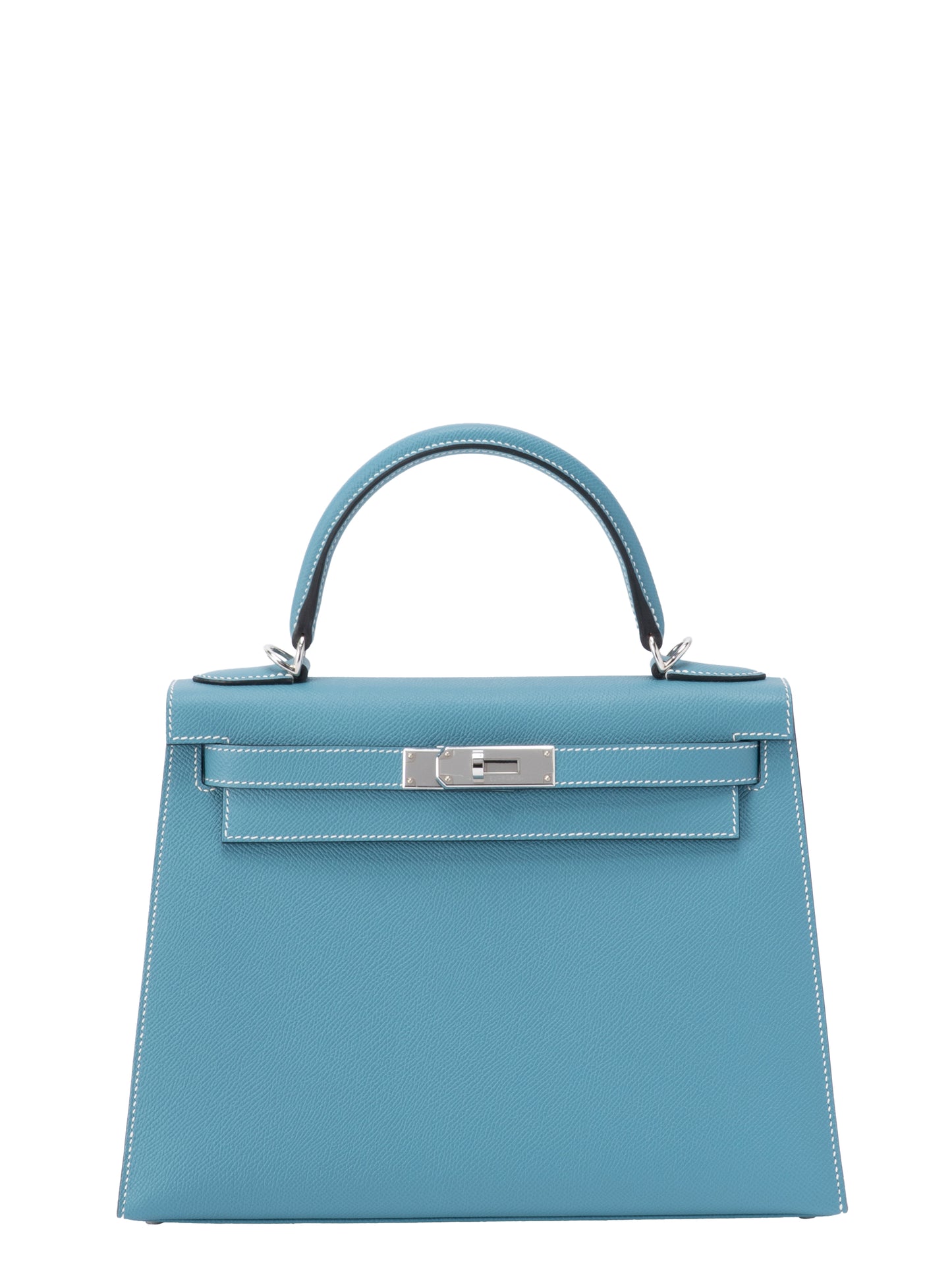 エルメス ケリー28 ハンドバッグ 外縫い W刻:2024年 エプソン ブルージーン75 シルバー金具 新品