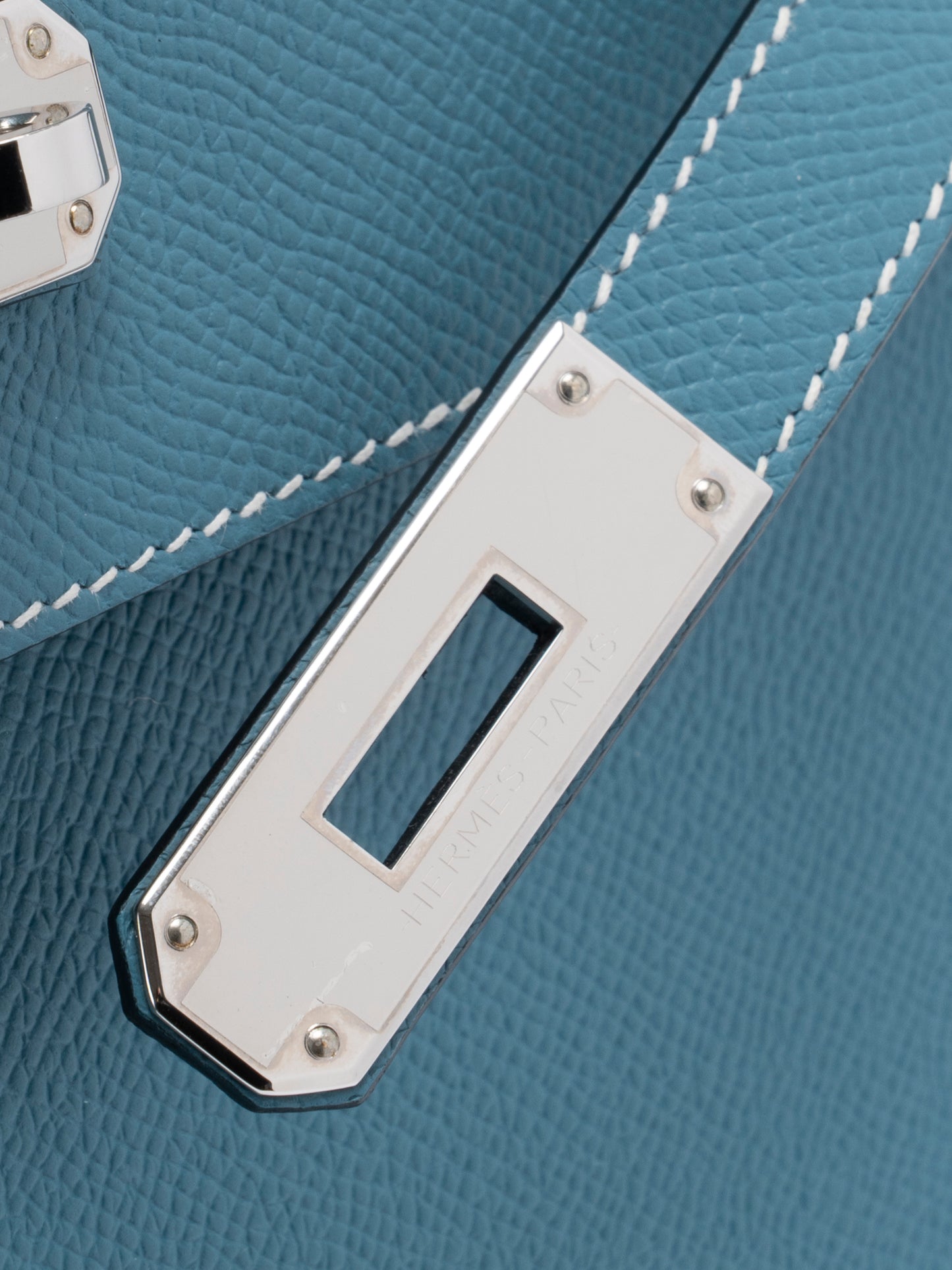 エルメス ケリー28 ハンドバッグ 外縫い W刻:2024年 エプソン ブルージーン75 シルバー金具 新品