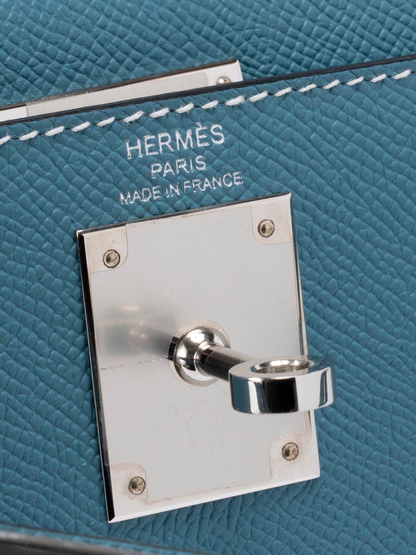 エルメス ケリー28 ハンドバッグ 外縫い W刻:2024年 エプソン ブルージーン75 シルバー金具 新品
