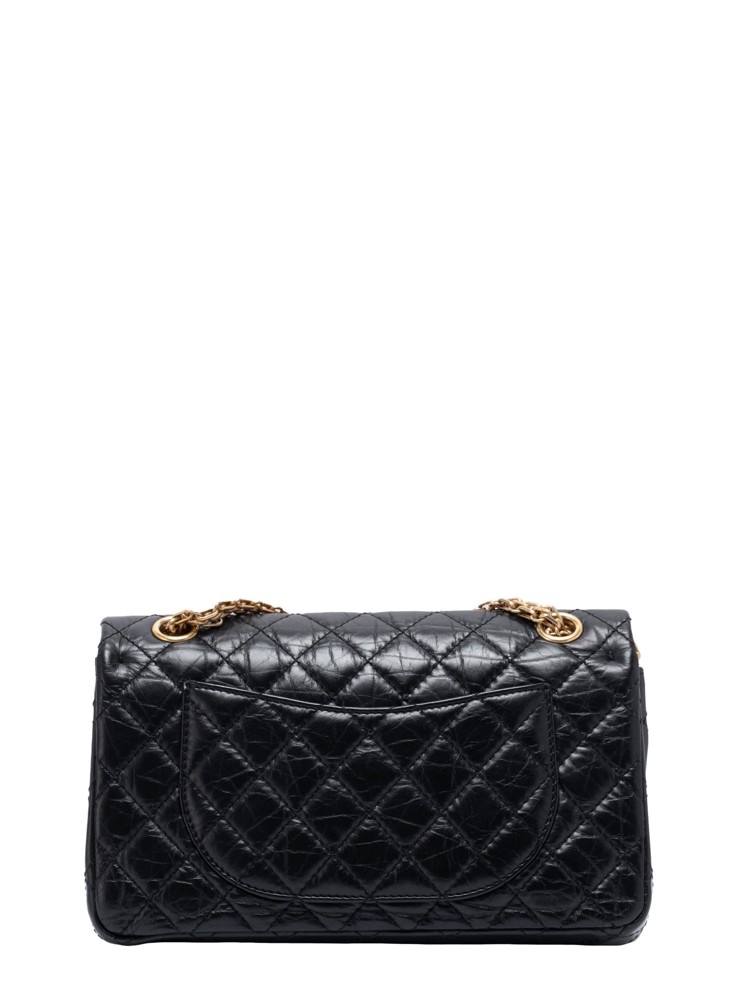 シャネル Wフラップ 2.55 チェーンショルダーバッグ カーフスキン ブラック ゴールド金具