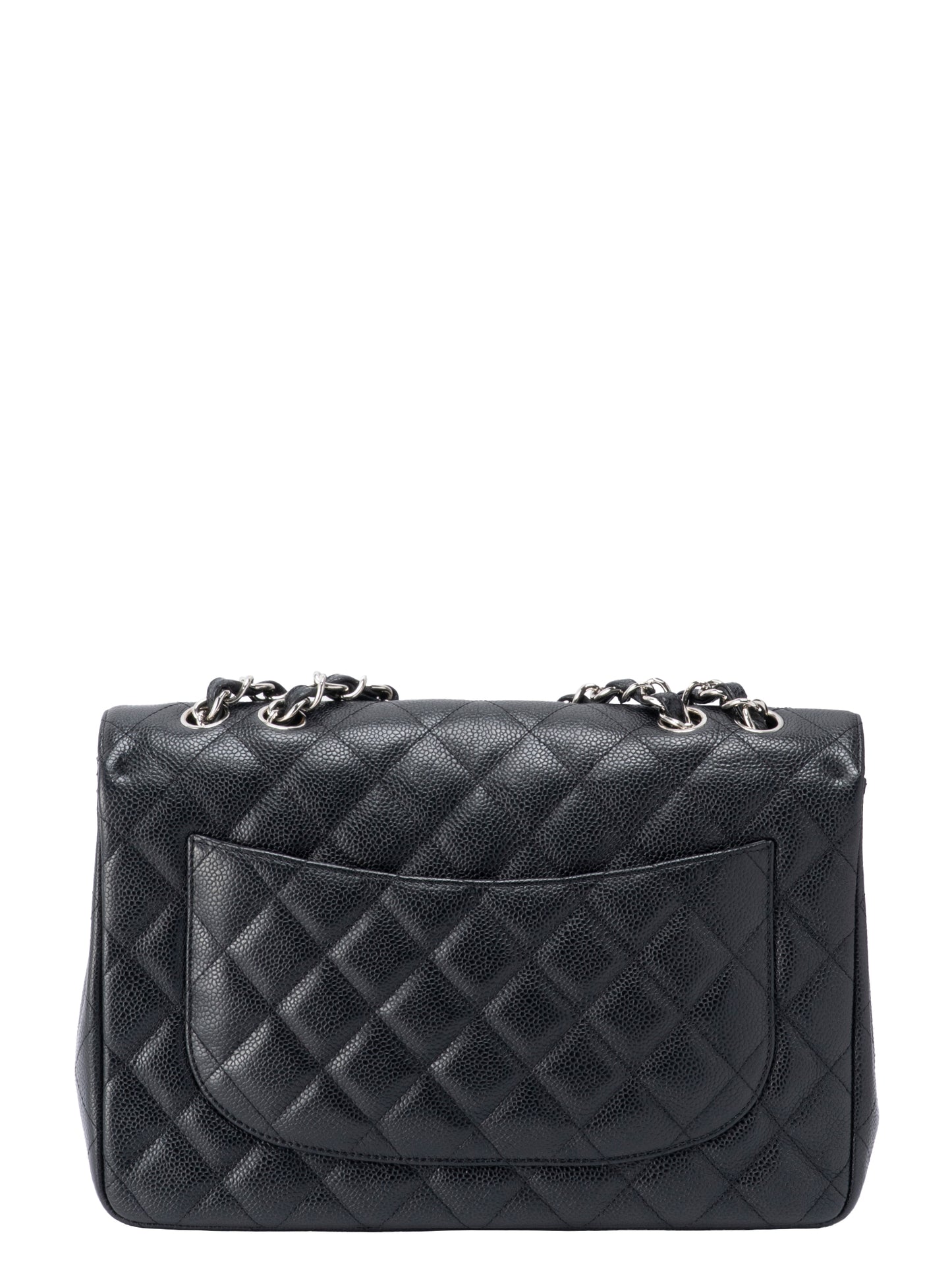 シャネル デカマトラッセ30 チェーンショルダーバッグ キャビアスキン ブラック シルバー金具