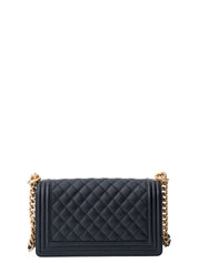 Chanel Boy Chanel Chain Shoulder Bag Caviar Skin Black Gold Hardware