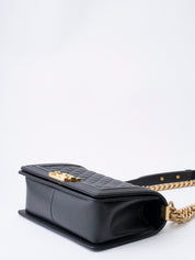Chanel Boy Chanel Chain Shoulder Bag Caviar Skin Black Gold Hardware