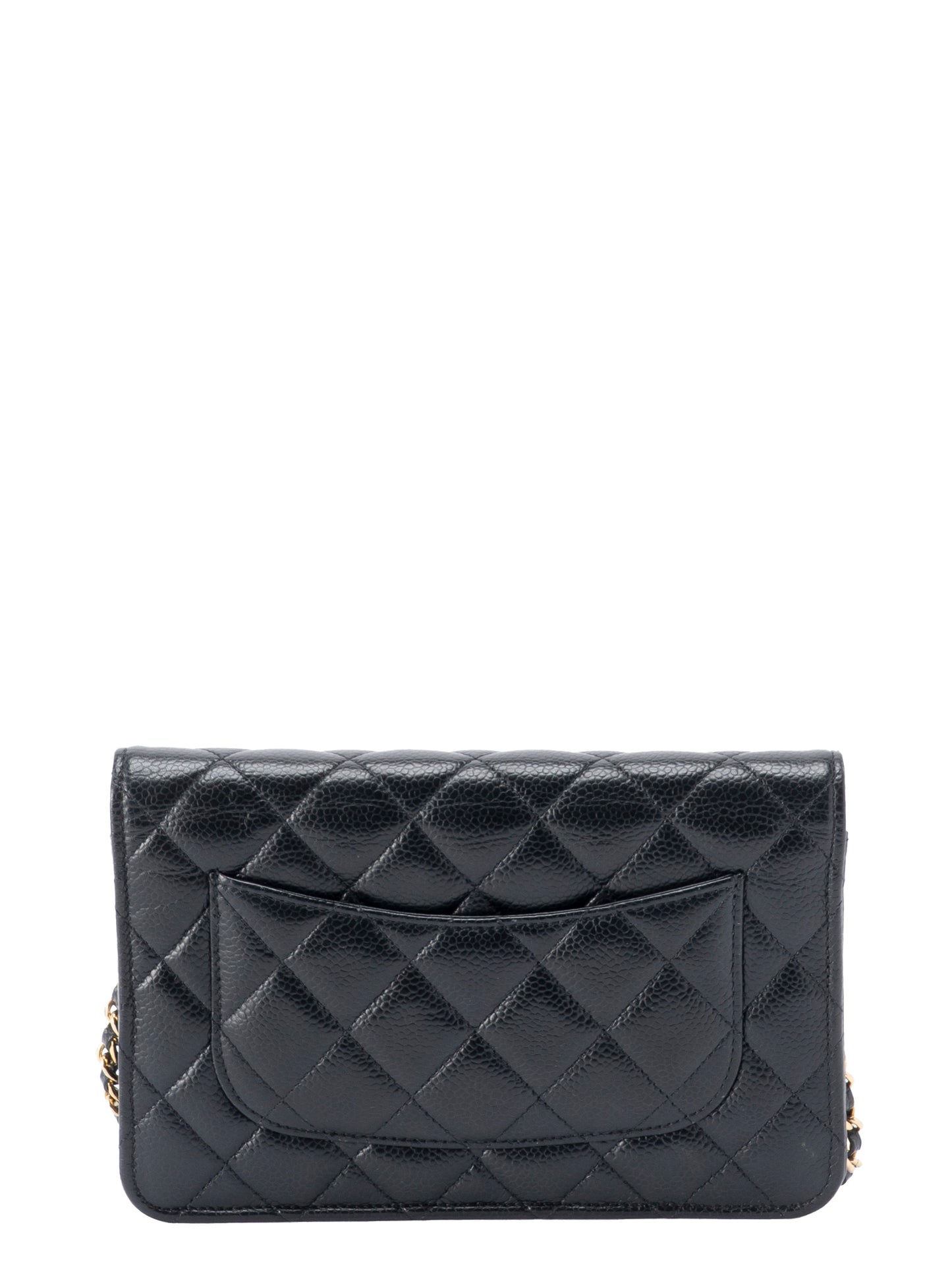 シャネル マトラッセ シリアルプレート チェーンウォレット キャビアスキン ブラック ゴールド金具