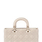 ディオール レディディオール D-Joy カナージュ 2WAYハンドバッグ レザー ベージュ ゴールド金具