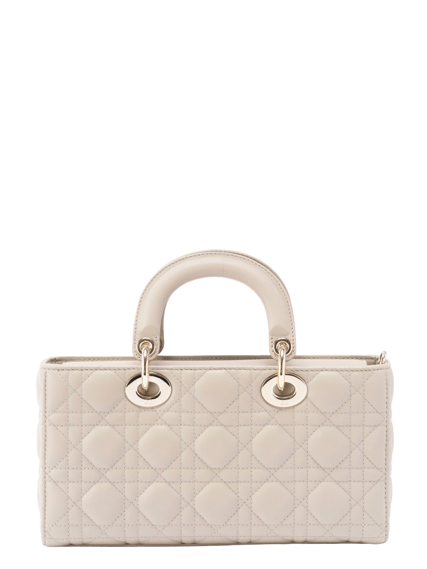 ディオール レディディオール D-Joy カナージュ 2WAYハンドバッグ レザー ベージュ ゴールド金具