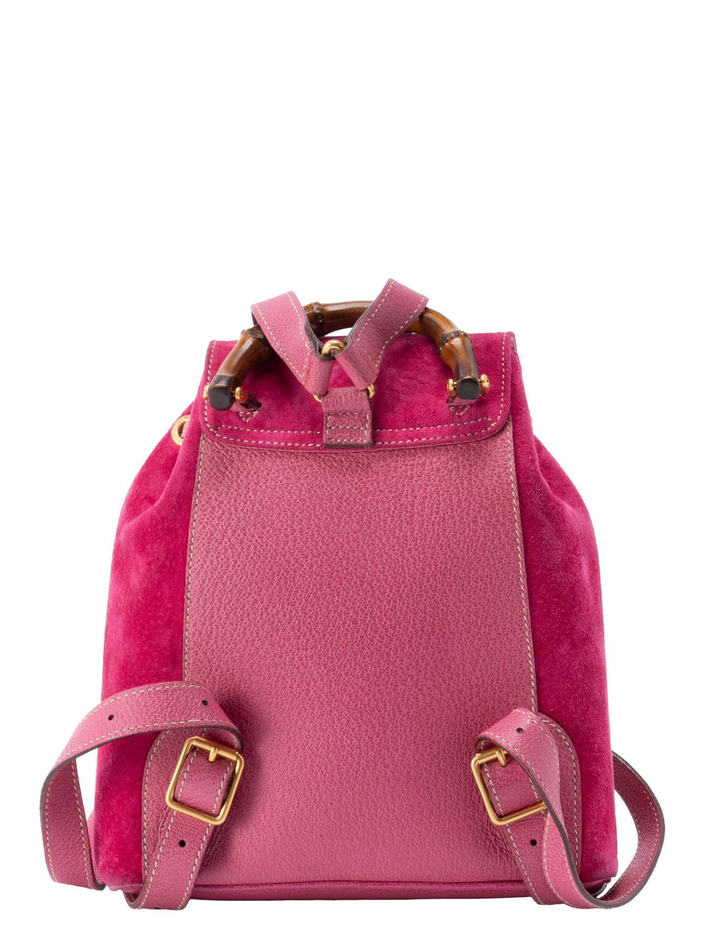 グッチ バンブー リュックサック スエード ピンク ゴールド金具