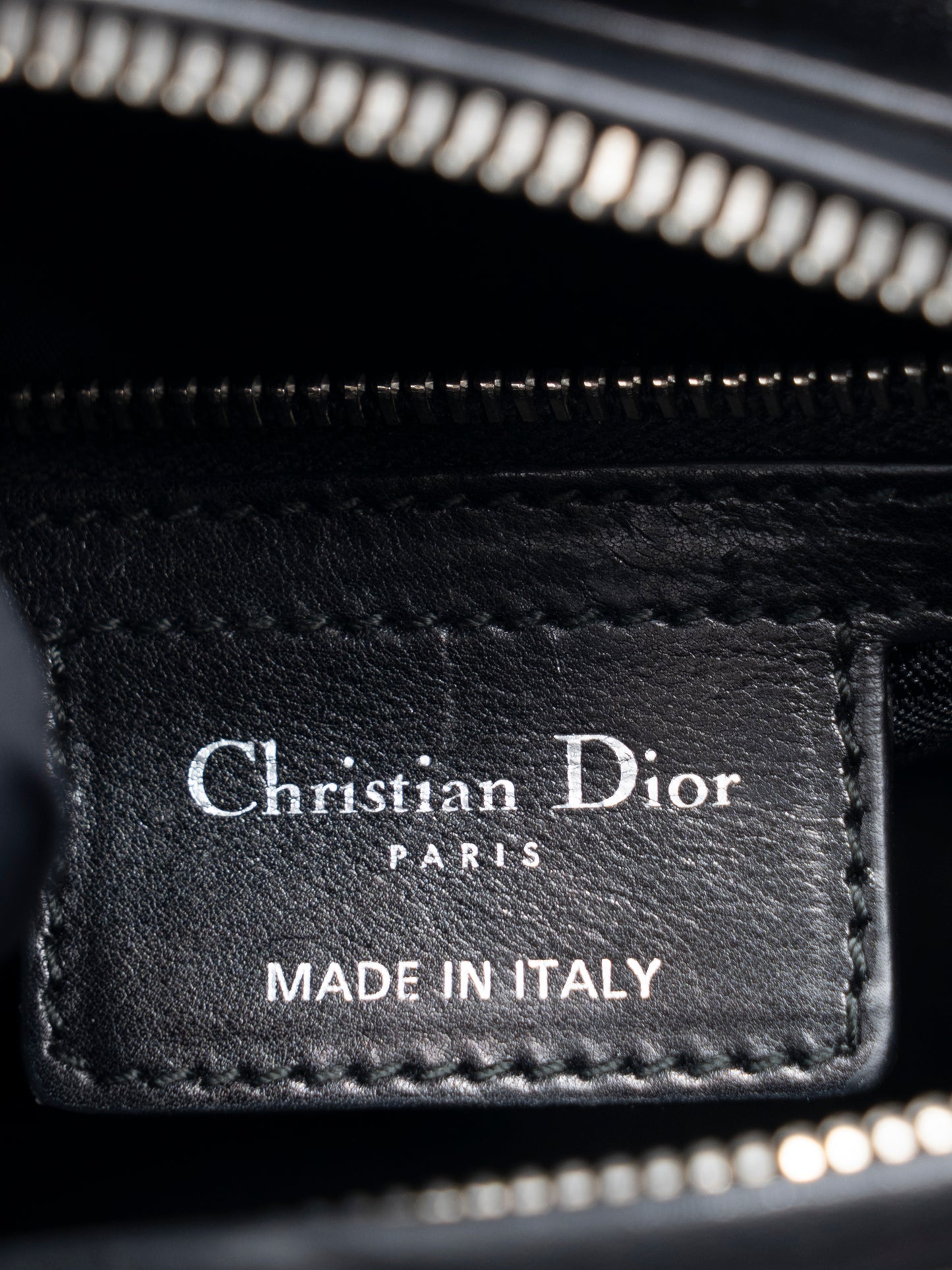 ディオール レディディオール カナージュ ミディアム ハンドバッグ レザー ブラック シルバー金具