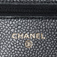 シャネル マトラッセ シリアルプレート チェーンウォレット キャビアスキン ブラック ゴールド金具