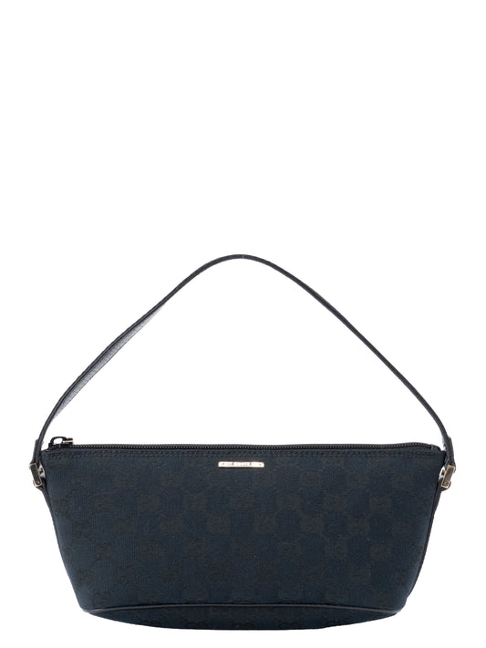 グッチ GGキャンバス シェリーライン ハンドバッグ キャンバス ブラック ゴールド金具