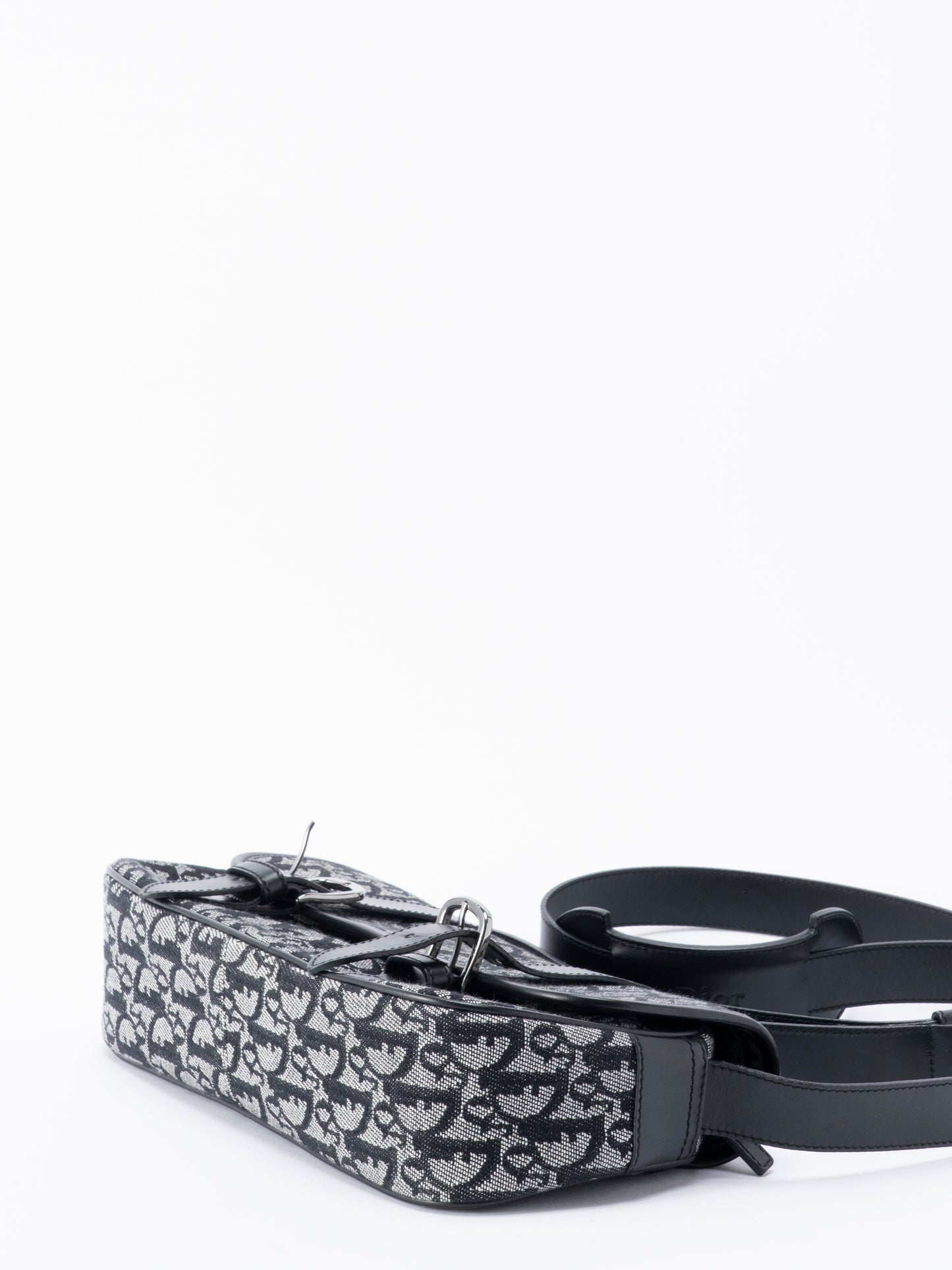 ディオール トロッター ショルダーバッグ キャンバス ブラック シルバー金具